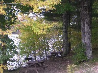 Picnic area at Peacock Beach State Park in Maine